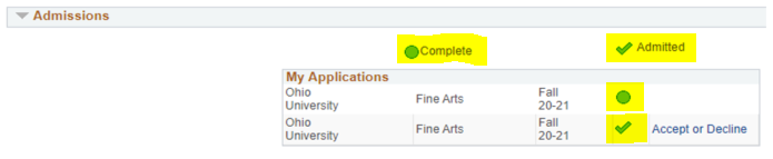 COFA application status: Complete