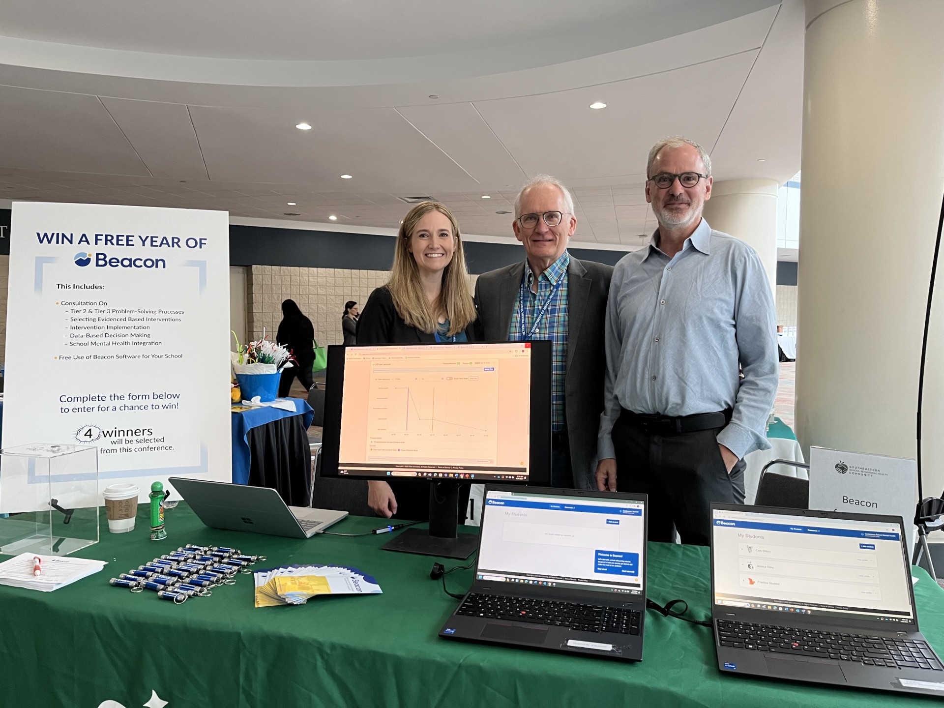 Dr. Evans, Sam Girton, and Alison Pence-Ward introduce, Beacon, an innovative education technology, at the Southeastern School Behavioral Health Conference.