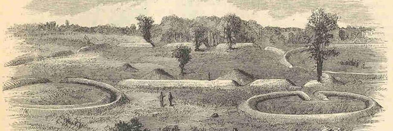 lithograph of Hopeton earthworks