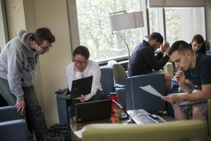 Students Working on 4th Floor of Alden