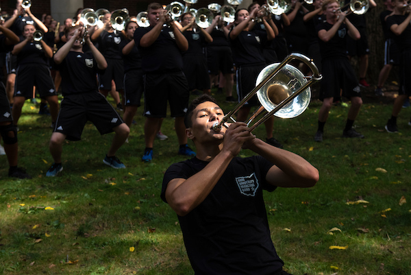 The Marching 110 performs during the 2019 Involvement Fair. Photo by Hannah Ruhoff