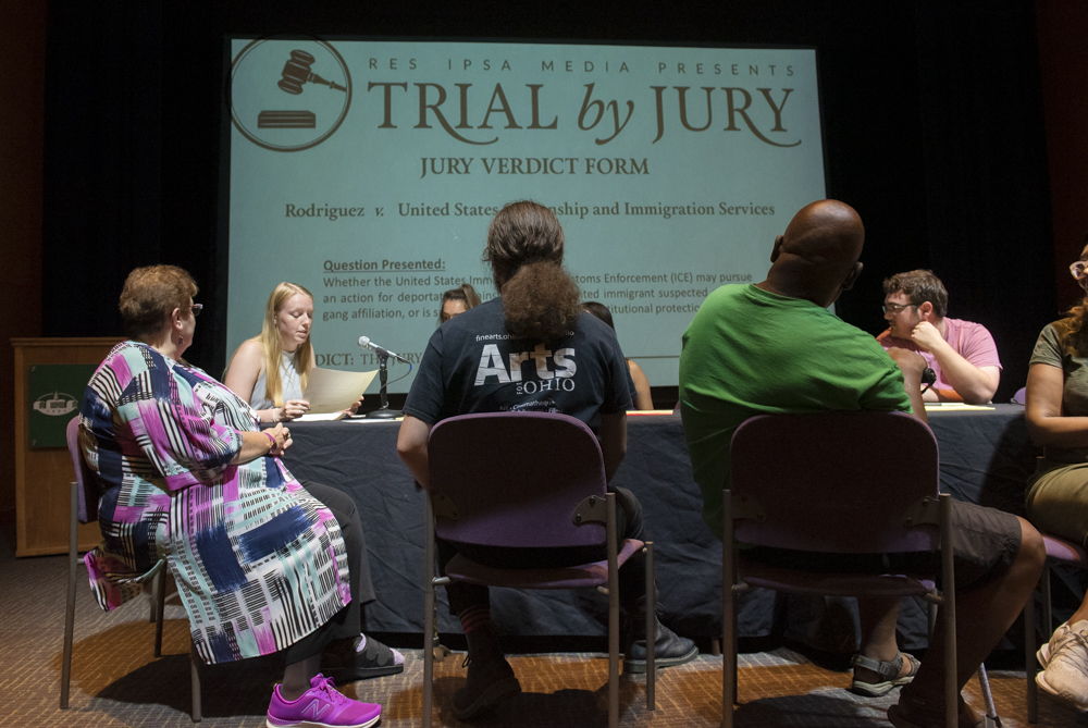 Jury members reveal their decision during the Trial by Jury: A Case of Deportation