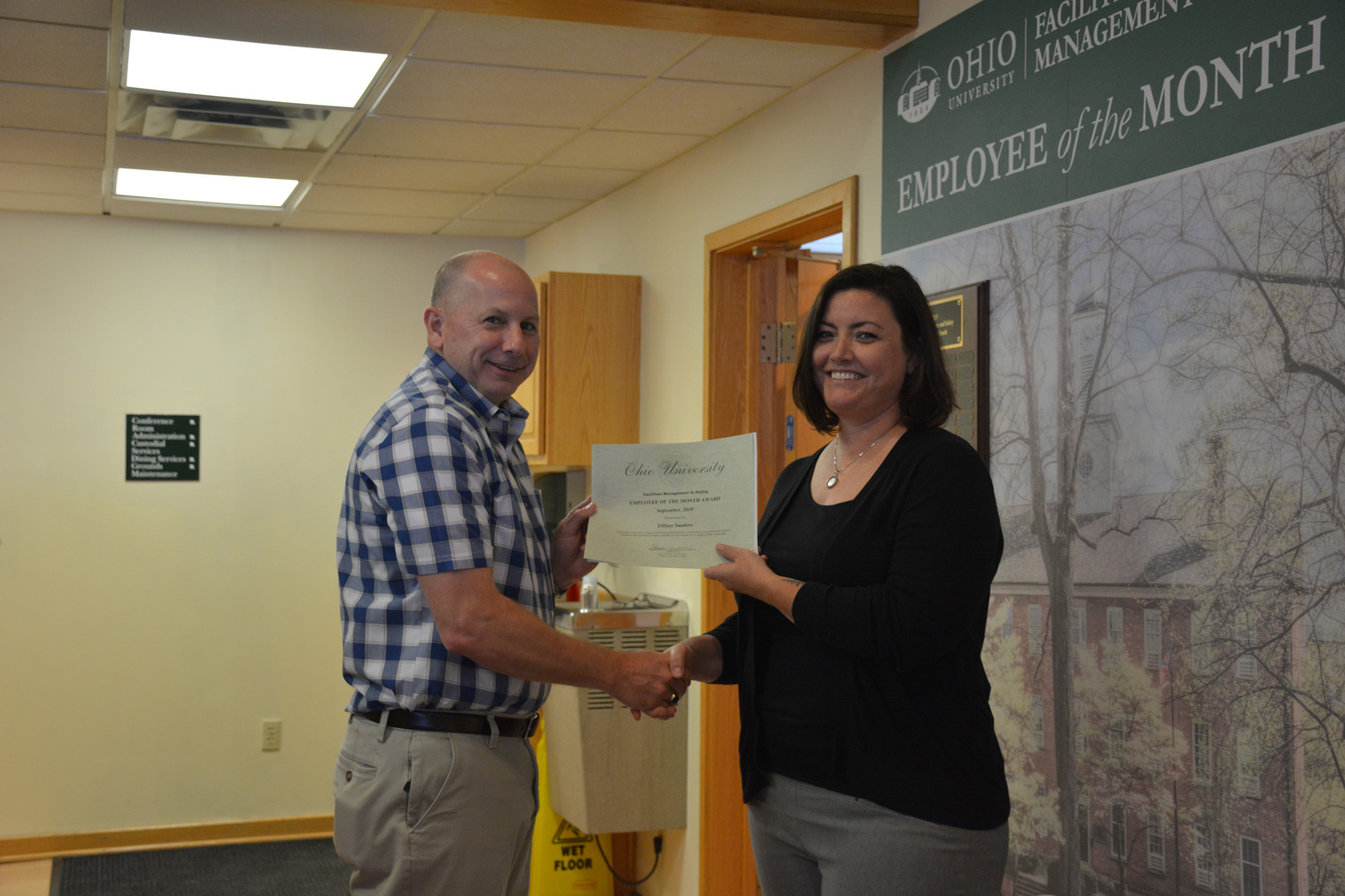 Tiffany Sanders with Chief Facilities Management Officer Steve Wood