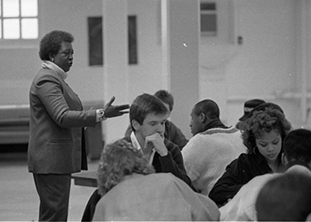 Dr. Francine Childs speaks to a group of Ohio University students in 1988 when she was chair of the University’s African American Studies Department.