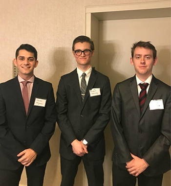 Pictured (from left) are Nader Afyouni, BBA ’19, Bobby Gorney, BBA ’18, and Mitchell Holland, BBA ’19.