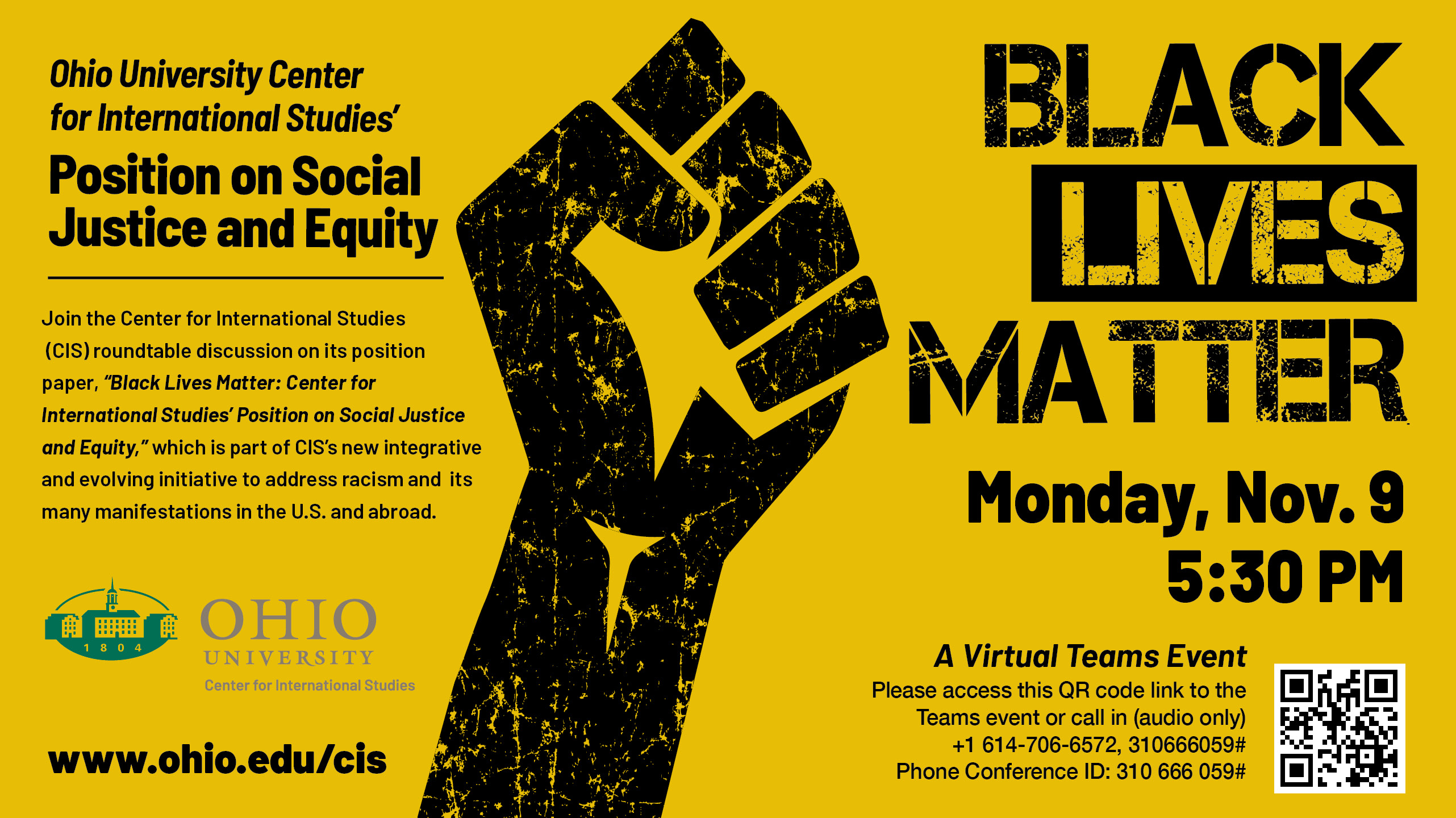 Center for International Studies announces Black Lives Matter and 