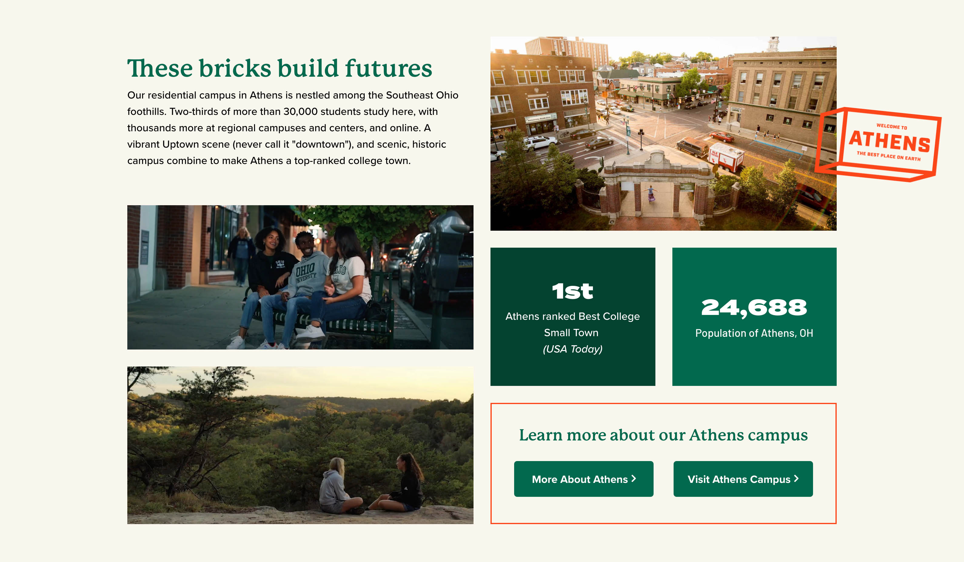 Screenshot of portion of Ohio University homepage 