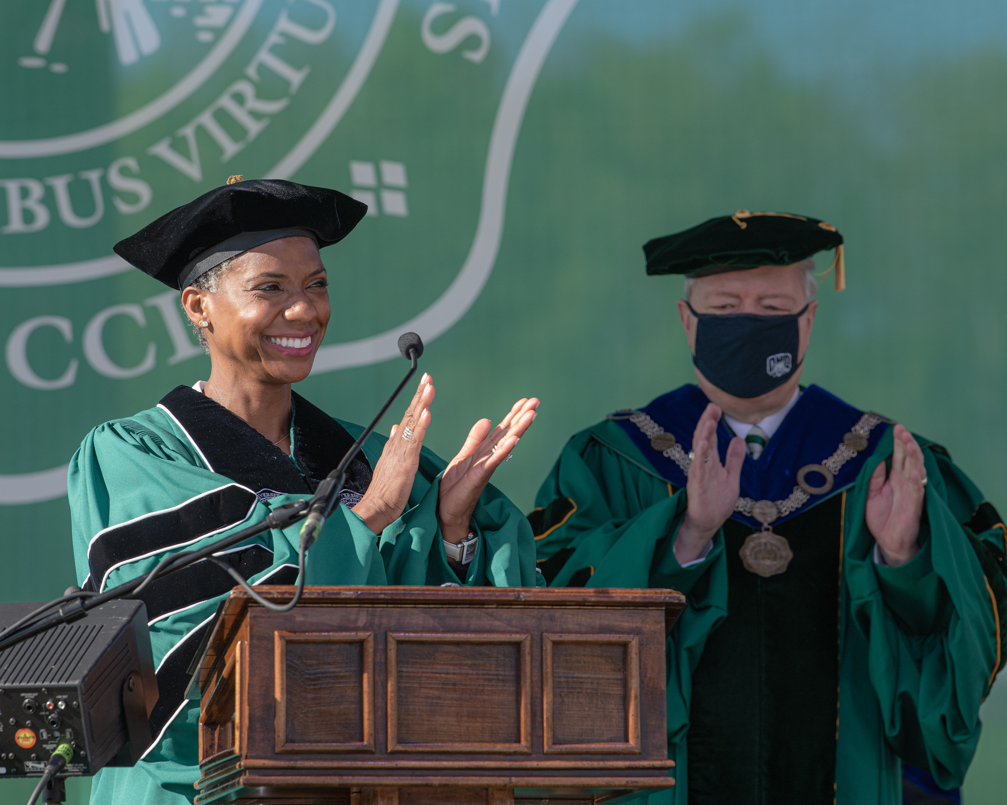 Congratulations are given by the 2021 Commencement Speaker