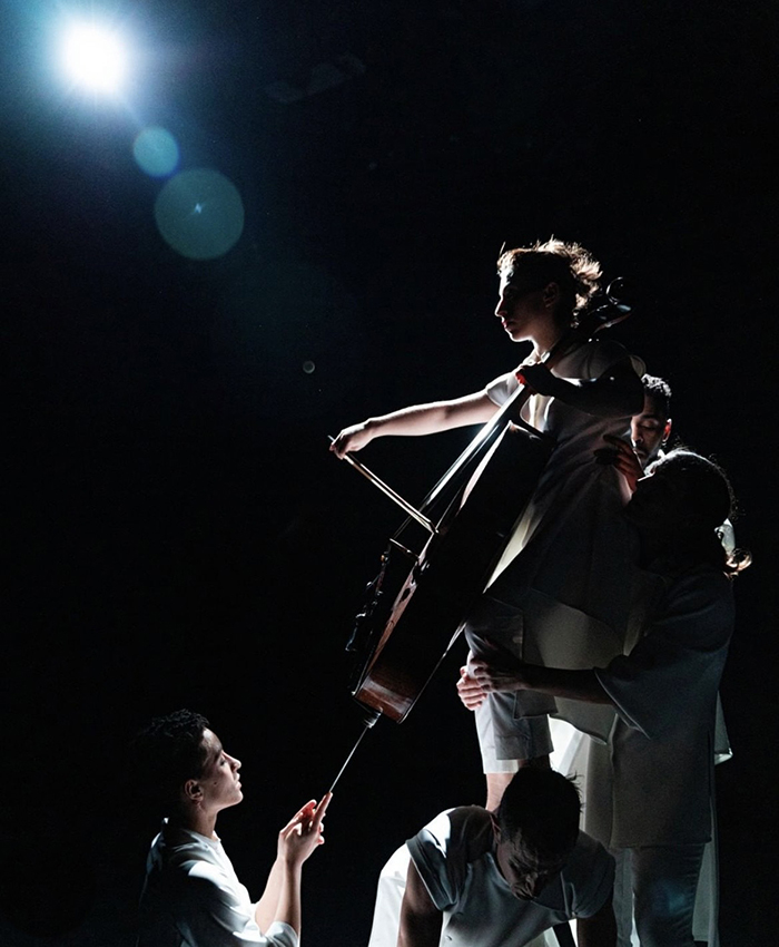Lily Gelfand, BFA ’18, pictured here playing her cello, is a core dancer at David Dorfman Dance, a dance accompanist at The Juilliard School and a yoga teacher in New York City. 