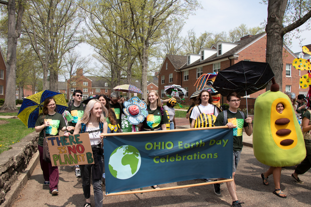 A photo from the Earth Day Parade at Ohio University in 2019.