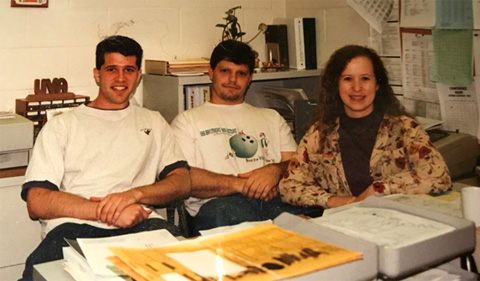 Young Tracy Watson and Corey Boby sitting with a friend