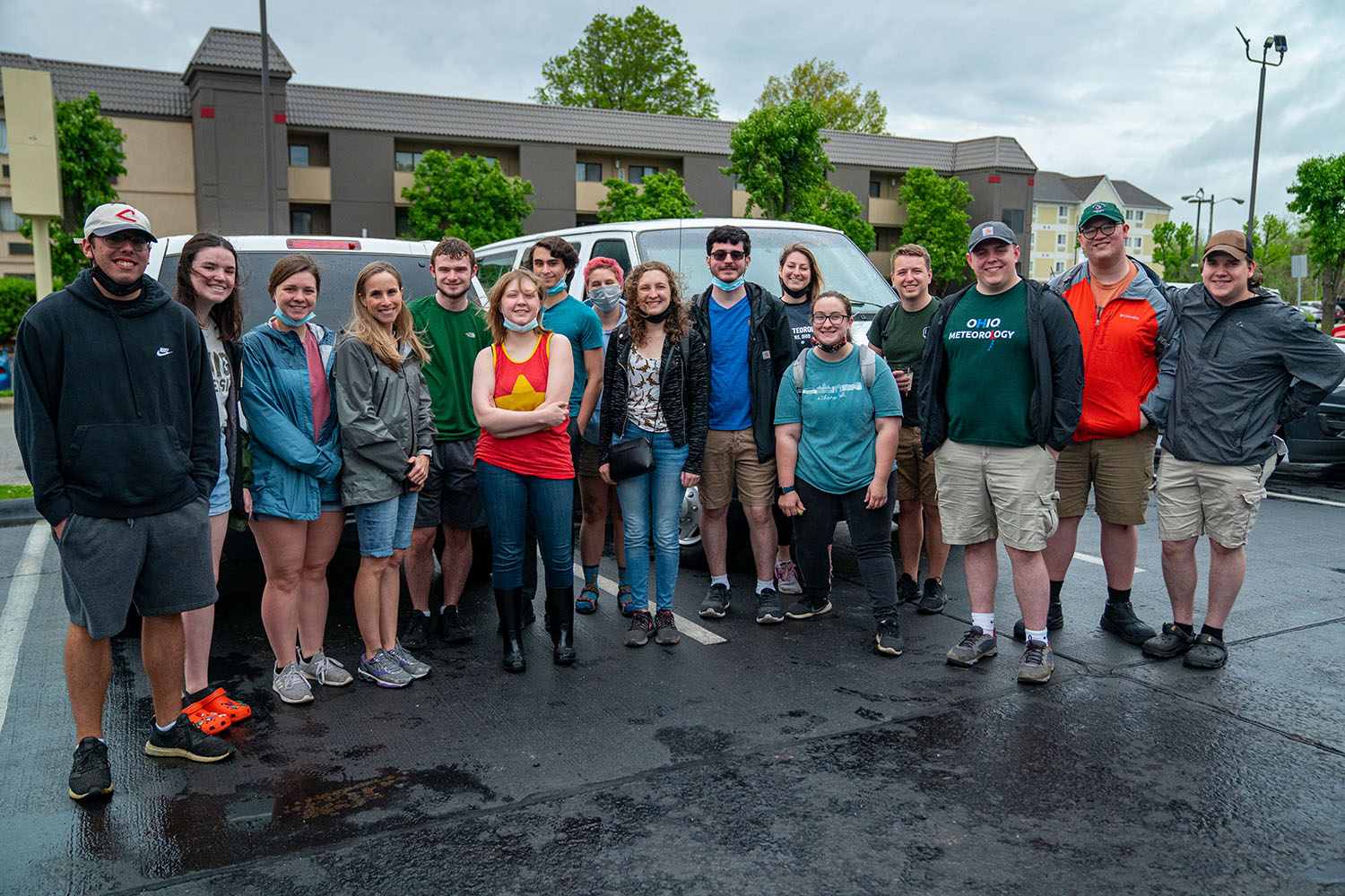 A total of 15 students went on the trip, including 13 undergraduate students ranging from first years to graduating seniors and two graduate students. From left to right:  Adam Eckman, Ashlee Ziegler, Emily Dietz, Dr. Jana Houser, Elijah Paciorek, Lauren Warner, James Zinnbauer, Hunter Uhl, Eden Koval, Nathan Kuhr, Darby Johnson, Sydney Walters, Chris Ford, Jacob Van Cleave, Cameron Cusino and Colby Bryan.