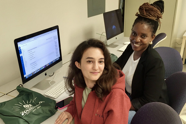 Fulbright scholars Gunay Aghamaliyeva, from Azerbaijan, and Maria Amalwa, from Namibia