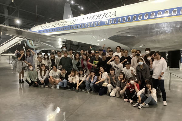 Chubu Students view President Kennedy's Air Force One at Dayton Air Force Museum, one of many field trips the group enjoyed.