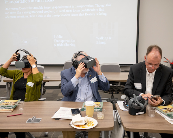 Participants trying virtual reality