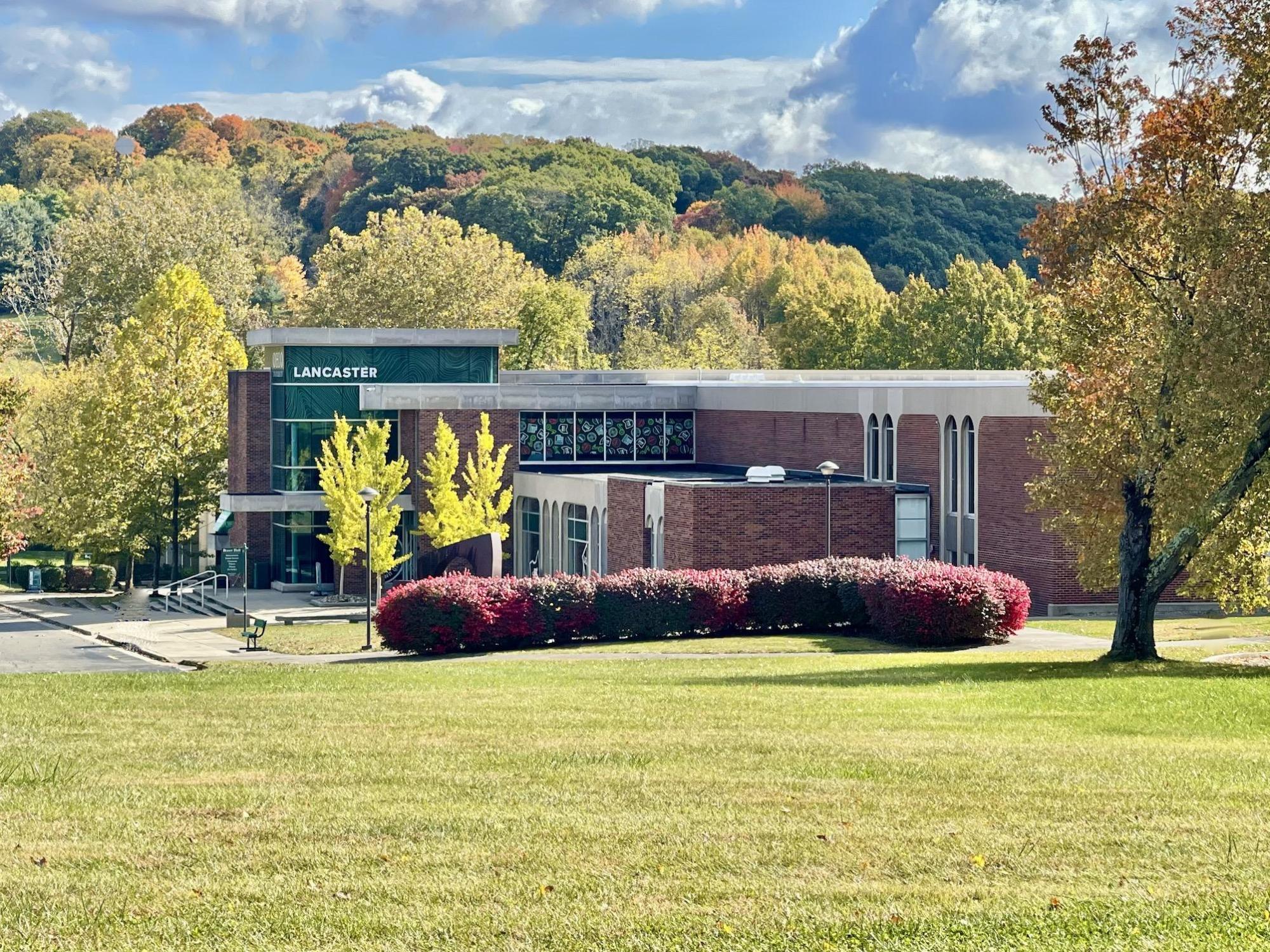 Building on Ohio Univeristy's Lancaster campus, surrounded by trees