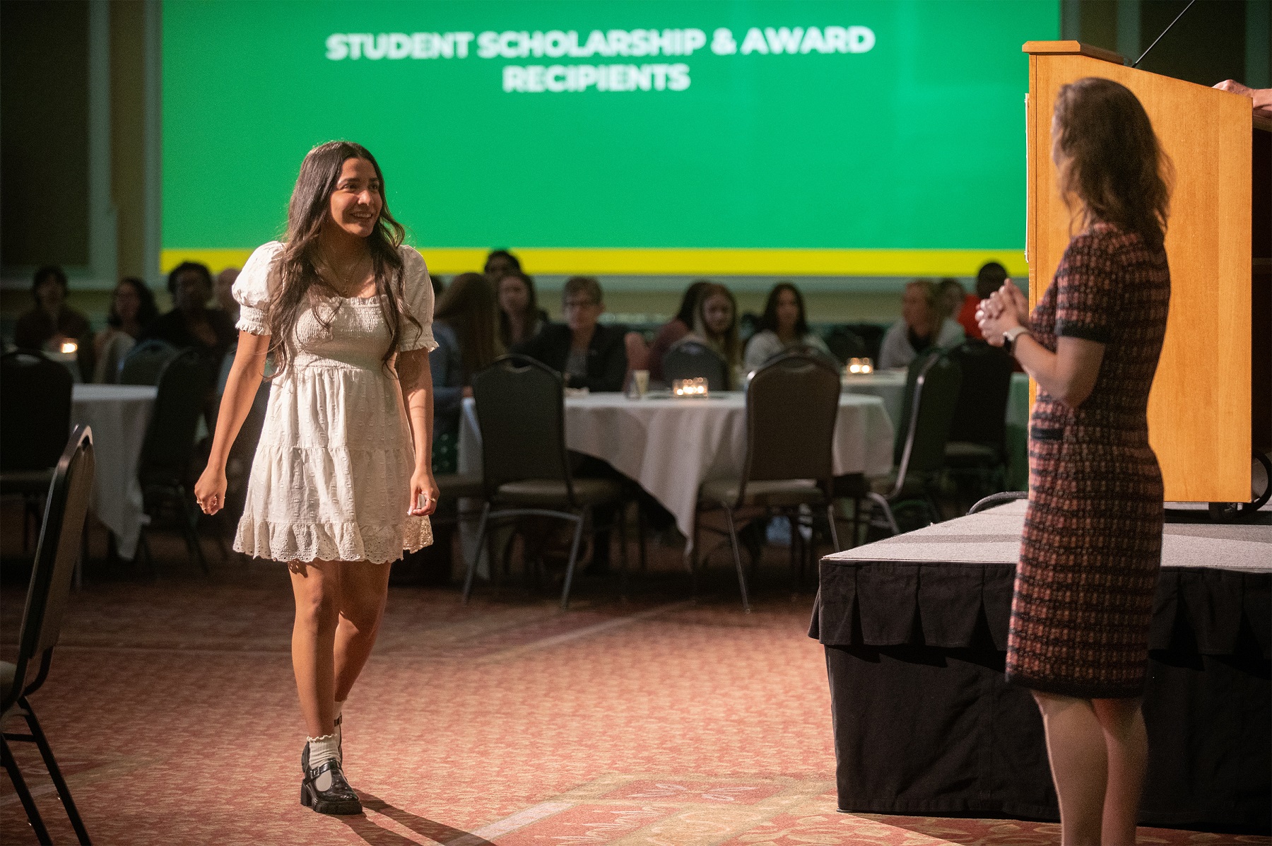 An OHIO student receives an award