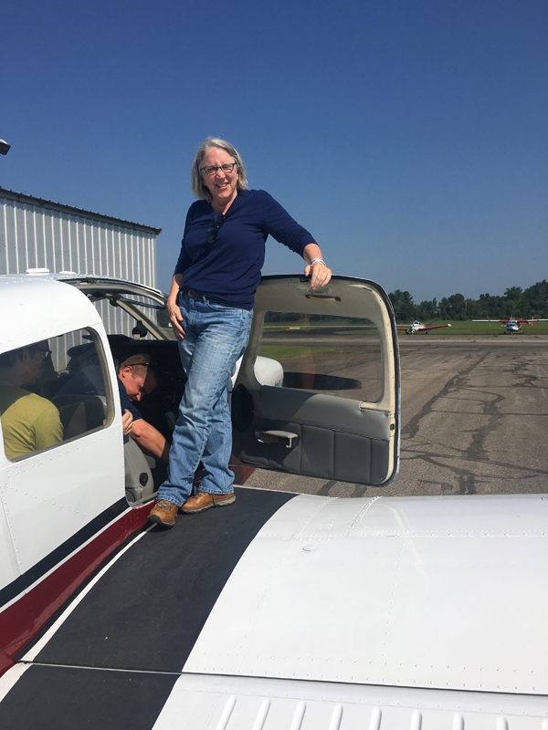 Sarah Wyatt about to experience microgravity for a few seconds aboard a "parabolic flight."