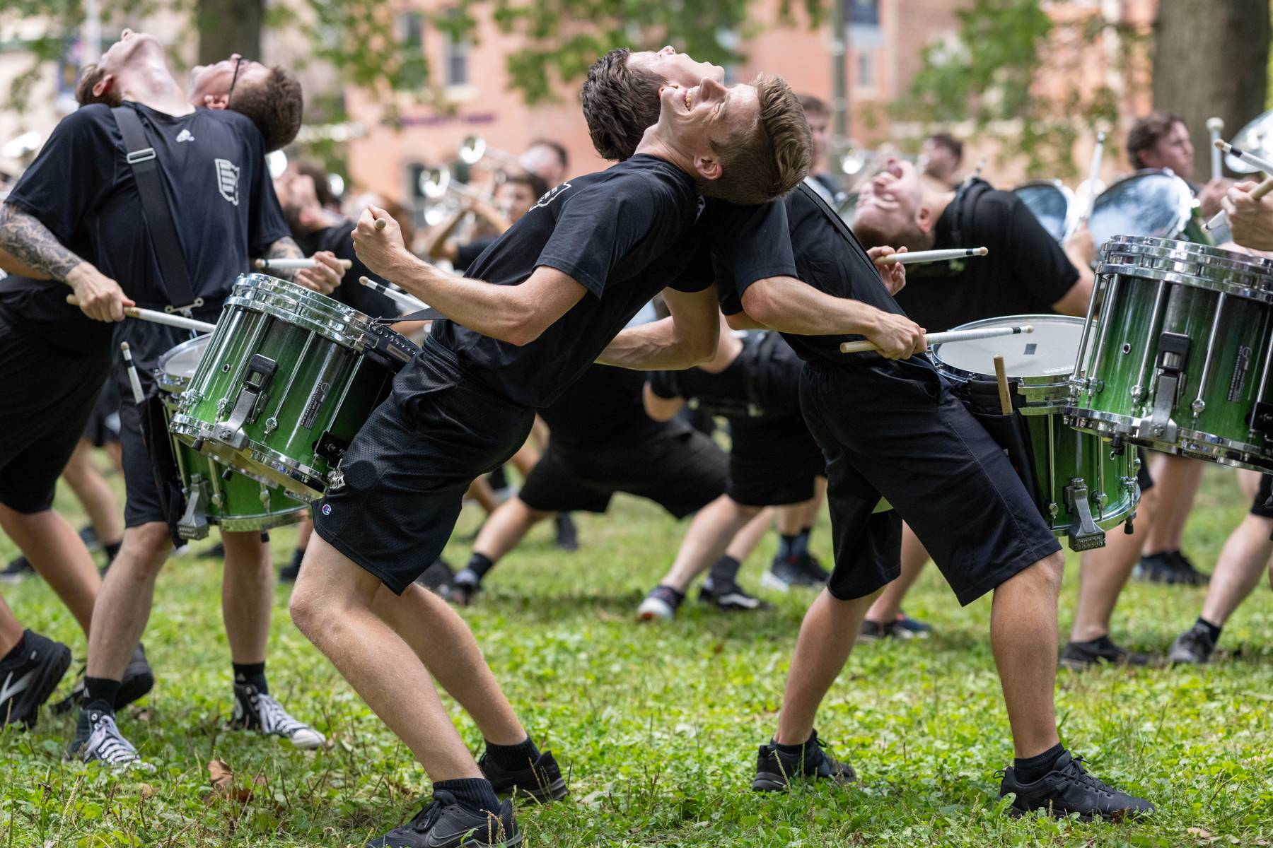 Members of the Marching 110 perform on College Green at the Student Organization Involvement Fair.