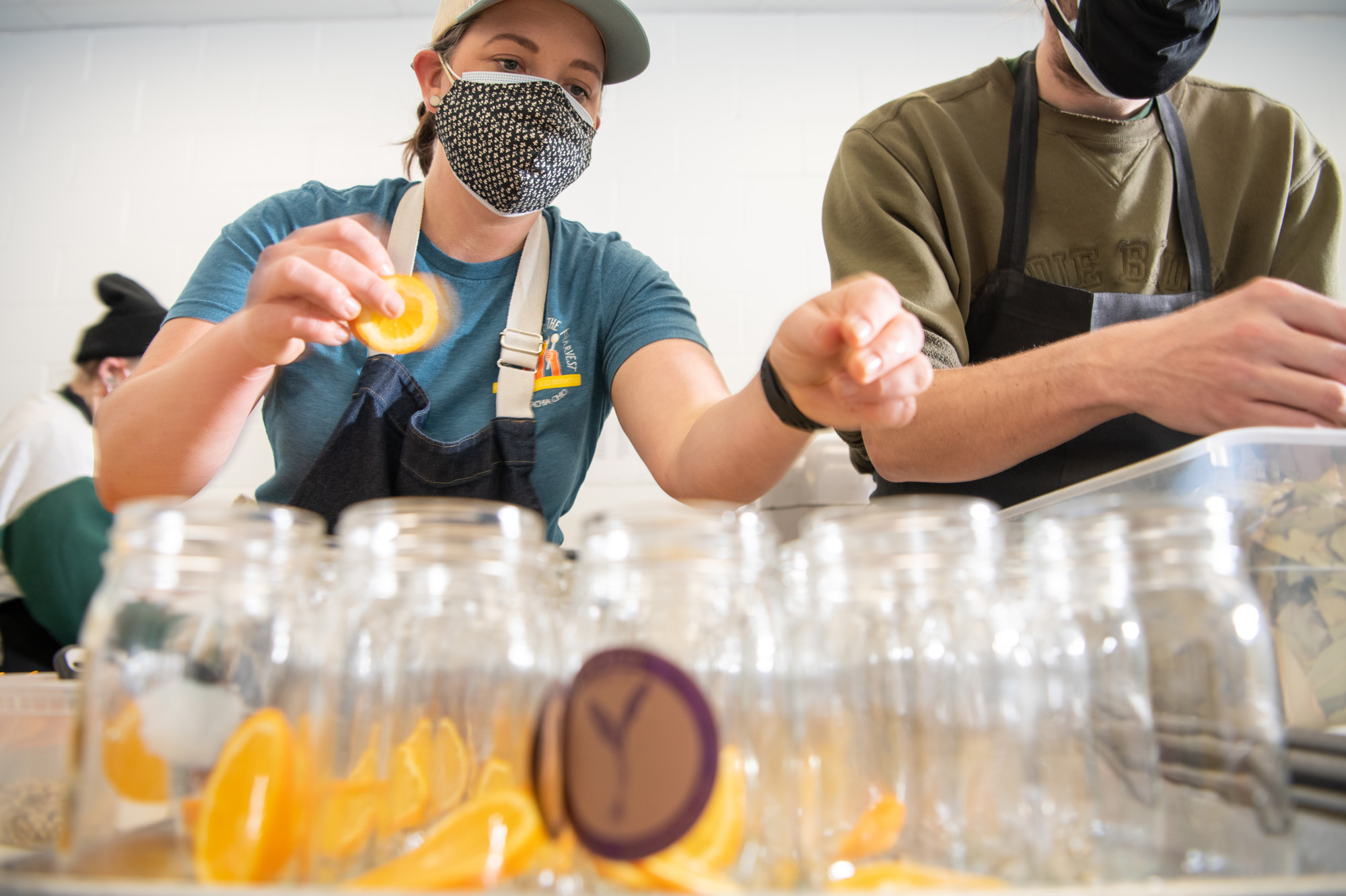 Jars being prepared for creating food and drink