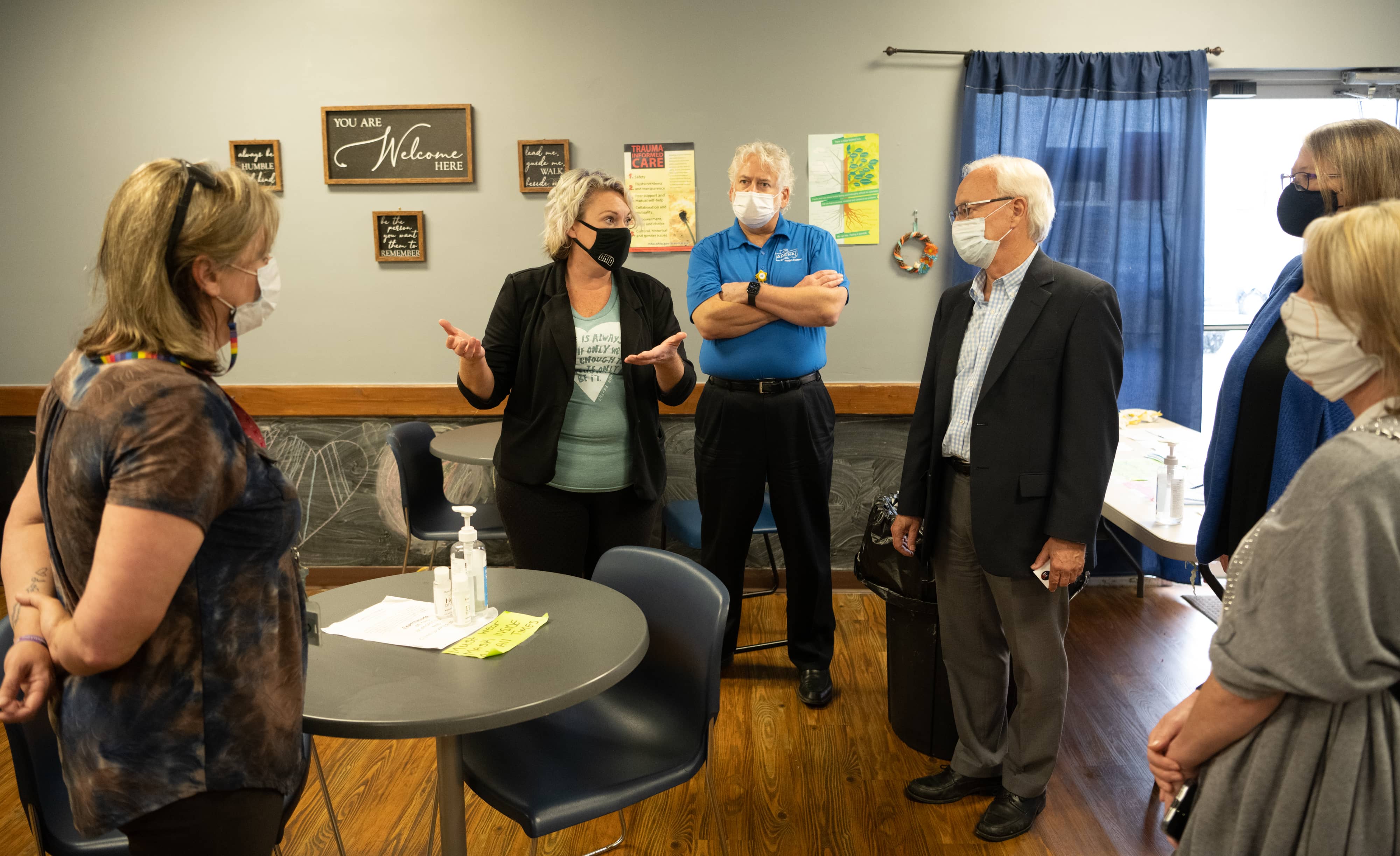 Pres. Sherman and Provost Sayrs toured Ross County Recovery & Outreach Center, led by Assistant Professor of Social Work Stacey Saunders-Adams and Dr. John Gabis, Ross County Recovery & Outreach Center board member.  As a long-term community partner, they offer applied learning opportunities for OHIO Chillicothe social work students.