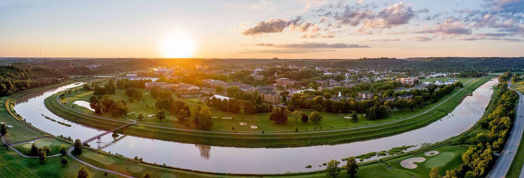 View of South Green at sunset. 