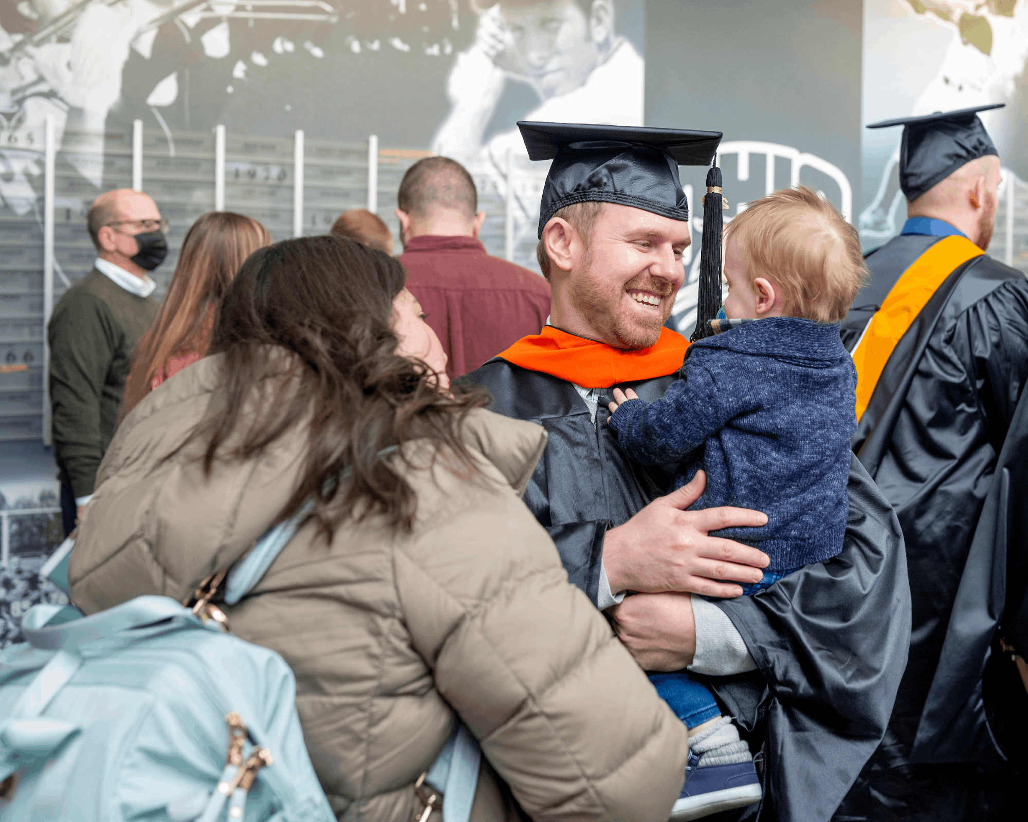 Graduate reacts following Fall Commencement.