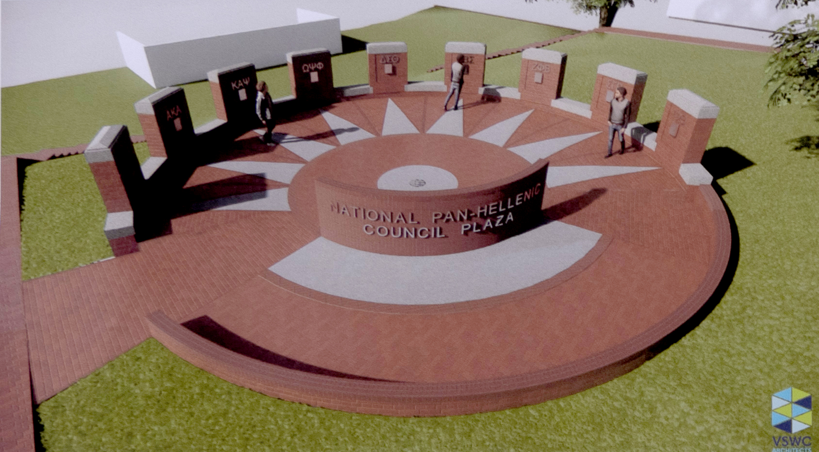 An architectural rendering of the National Pan-Hellenic Council Plaza currently under construction on College Green.