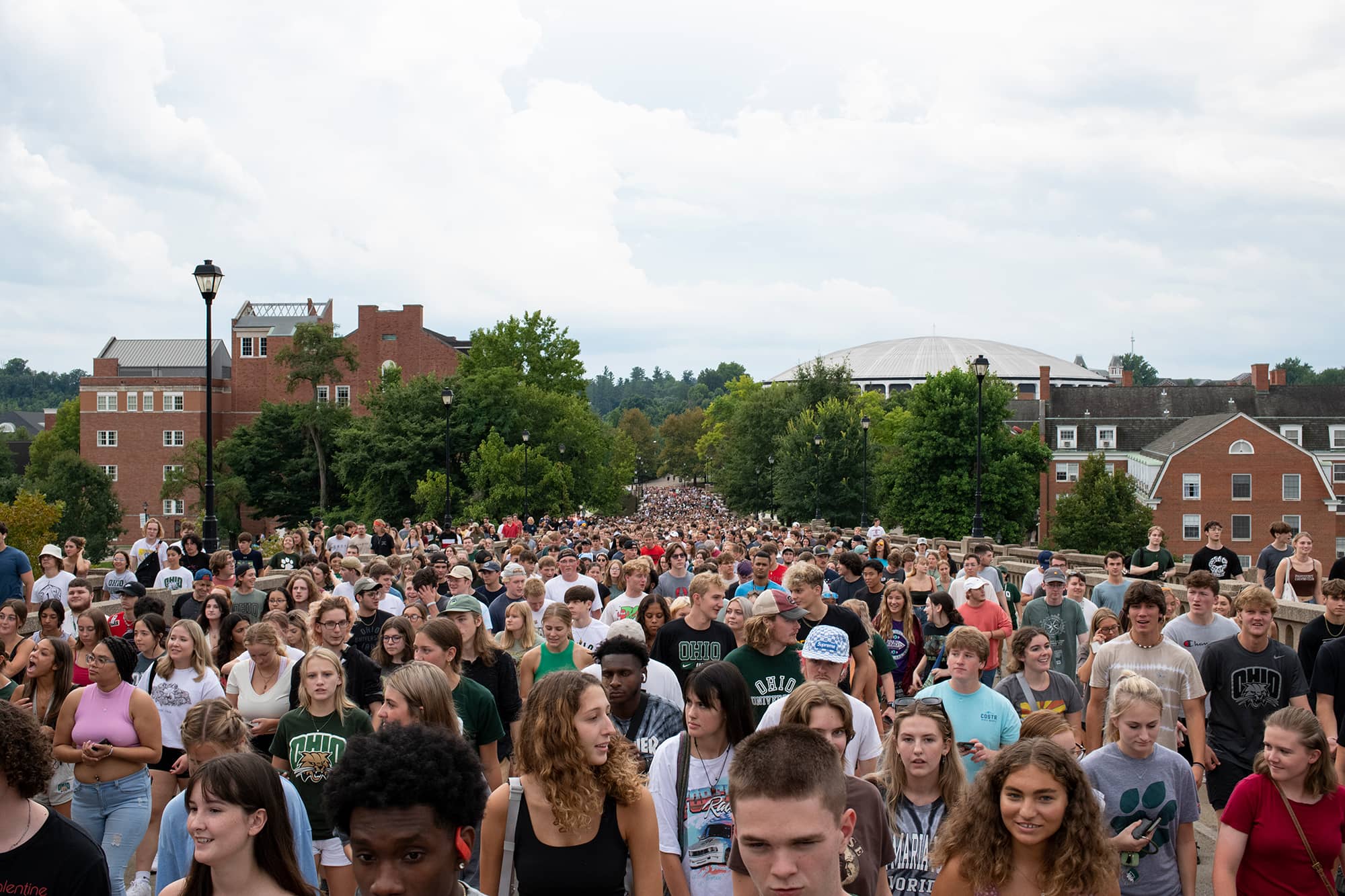 First year students walk to College Green from the Convo following the First Year Student Convocation.