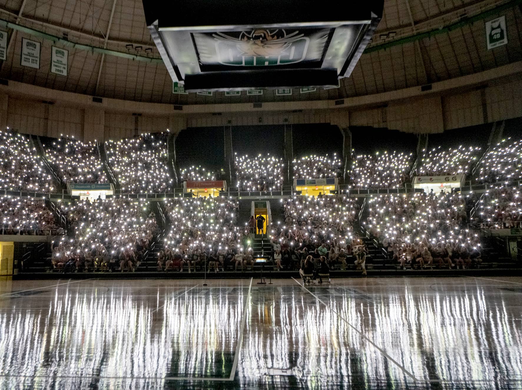 Students light up the Convocation Center during the First Year Student Convocation.