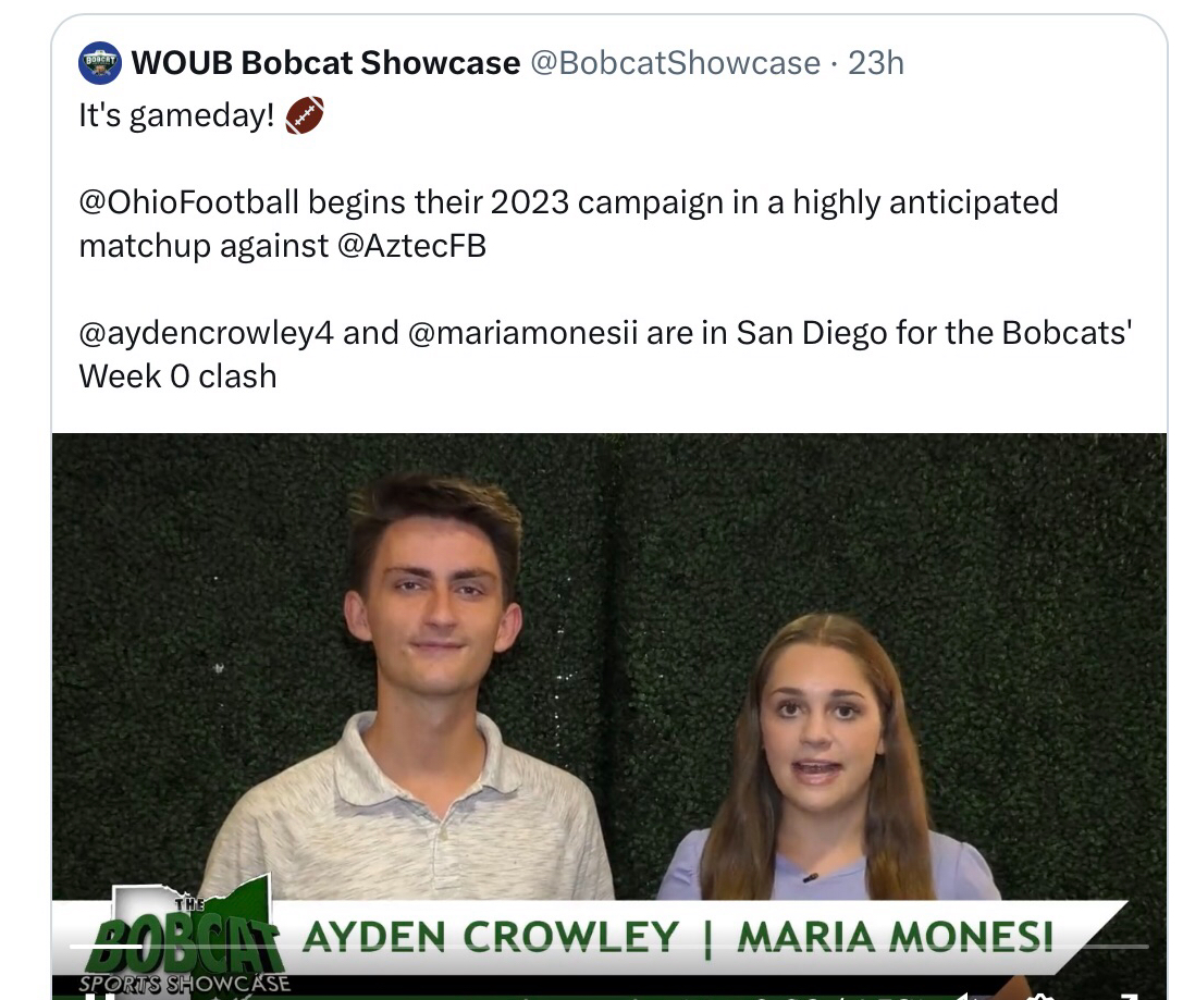 Screenshot of WOUB Bobcat Showcase social media