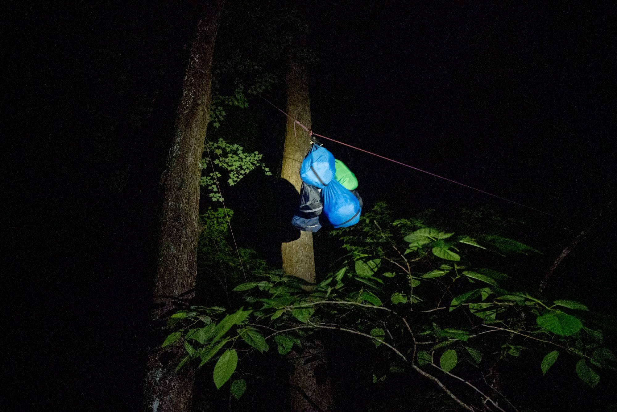 Every night students had to hang their food and anything else that might attract bears at least ten feet off of the group, at a location away from camp.