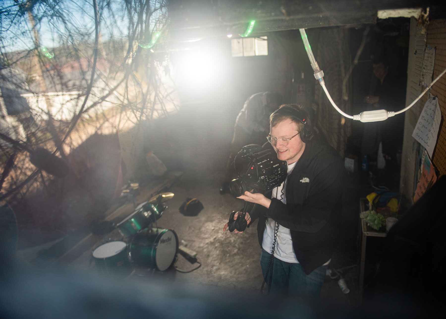 A student using a video camera