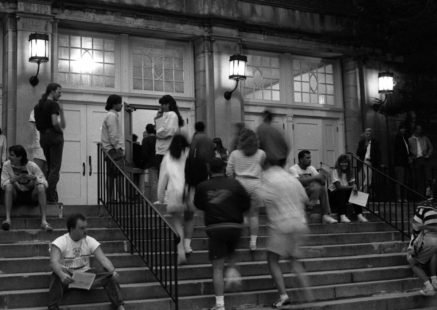 The 1990 Baker Peace Conference is held at Templeton-Blackburn Alumni Memorial Auditorium. Photo courtesy of the Mahn Center for Archives and Special Collections