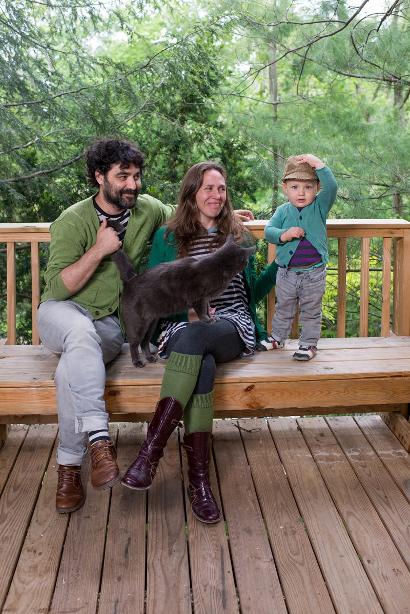 Melissa Haviland and David Colagiovanni at home in Athens with their son