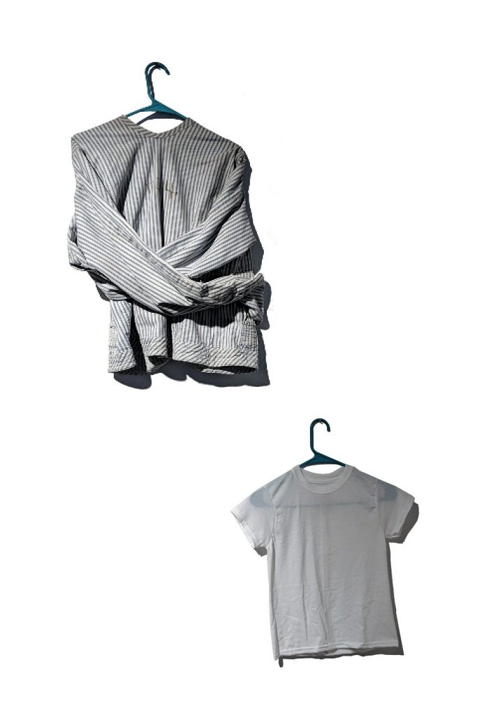 Grey tshirt and a straight jacket