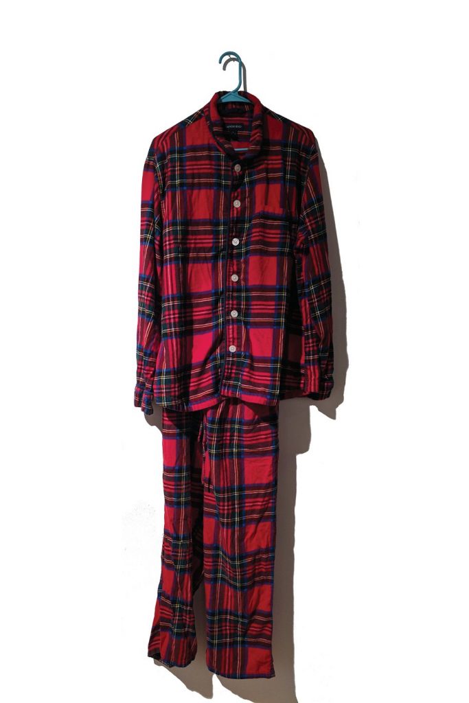 Set of red flannel pajamas