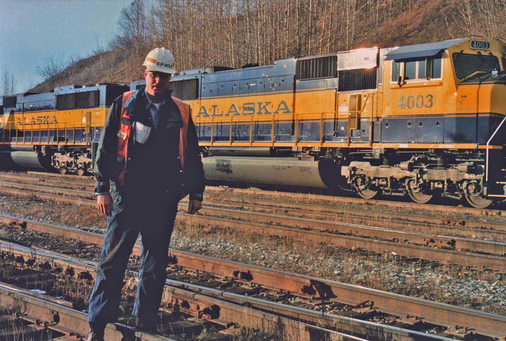 Over the course of his career, Gary Wolf, BSEE ’71, has trained more than 7,000 railway professionals on the art of accident prevention and investigation—work that continues today. In February, he was training the Alaska Railroad on derailment investigation. Photo courtesy of Gary Wolf