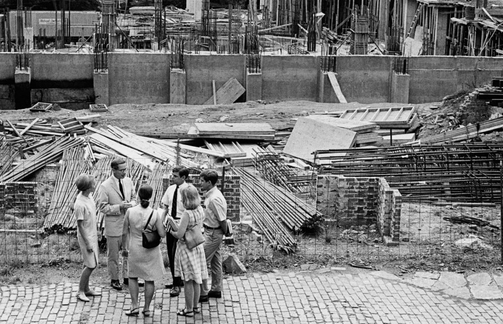 University planners in a construction site