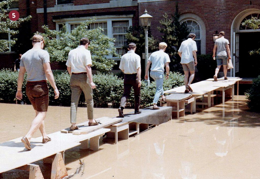 Student made bridge, 1968 flood, Athens Ohio