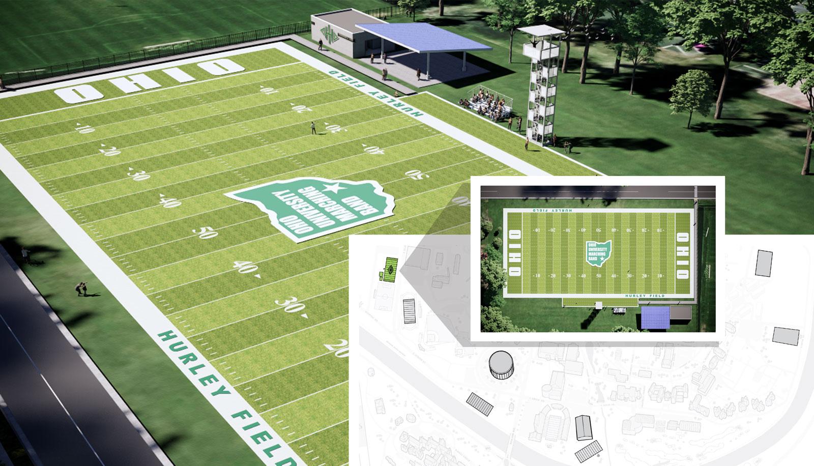 An artist rendering of the new Hurley Field on OHIO's Athens Campus.