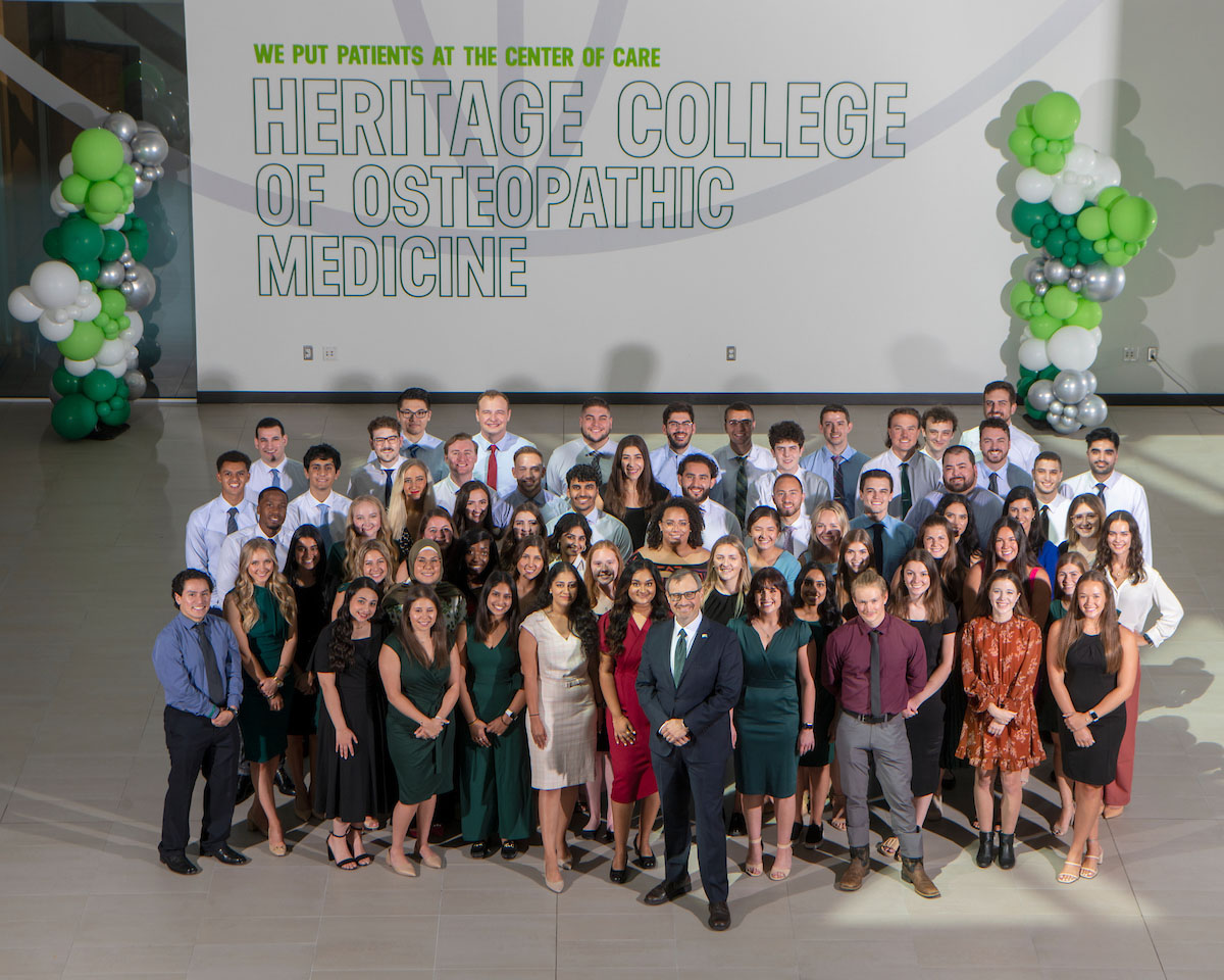 A class photo of the Heritage College of Osteopathic Medicine's Class of 2023