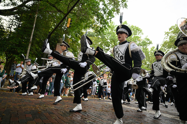 The Marching 110 performs on the bricks during Homecoming 2024