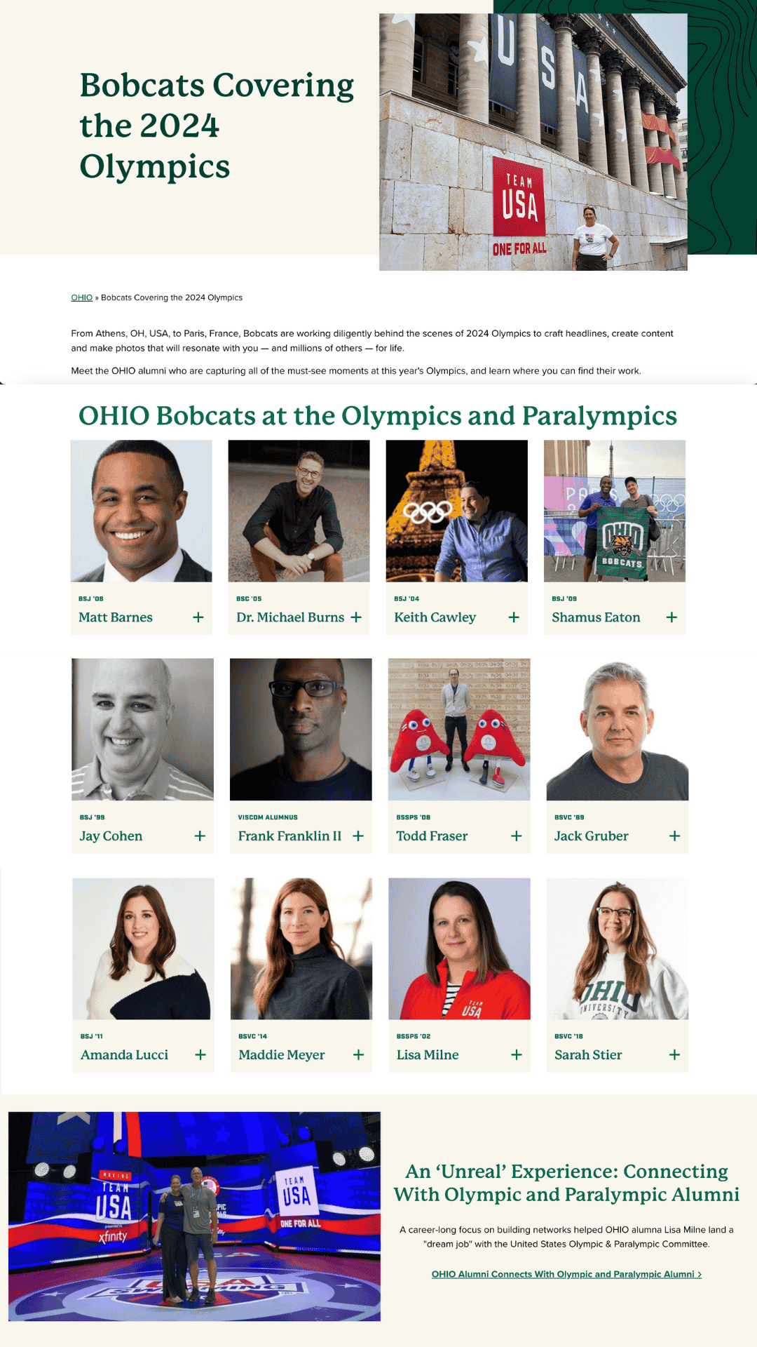 The Bobcats Covering Olympics Webpage