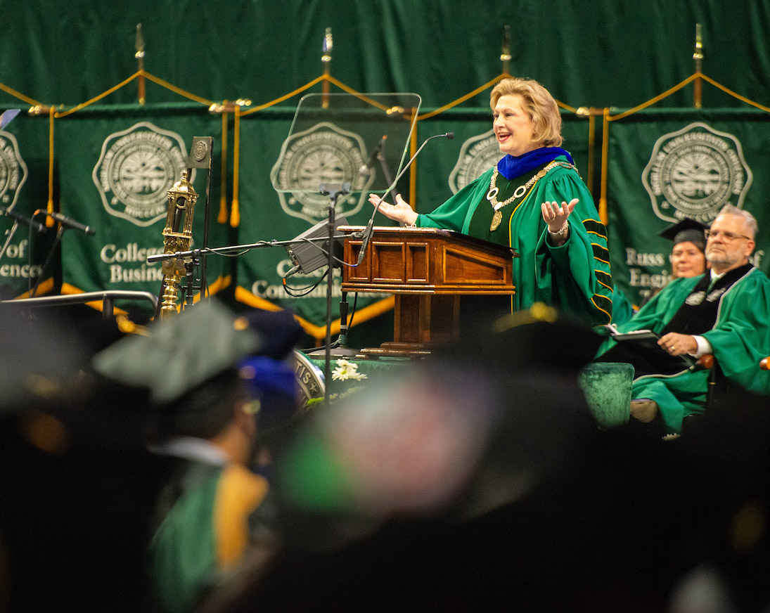 President Lori Stewart Gonzalez at the Fall 2024 commencement ceremony