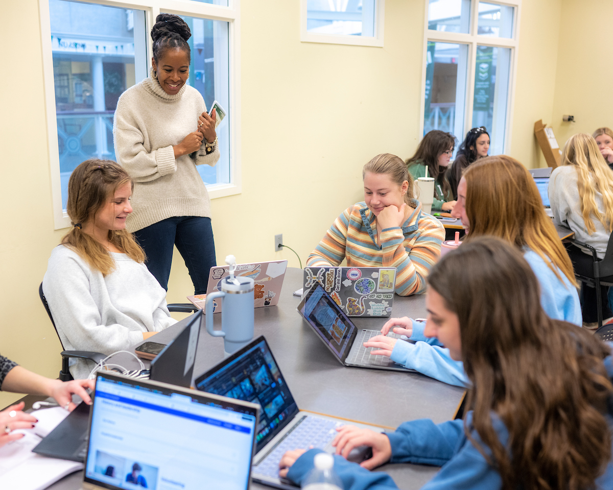 Students working on computers