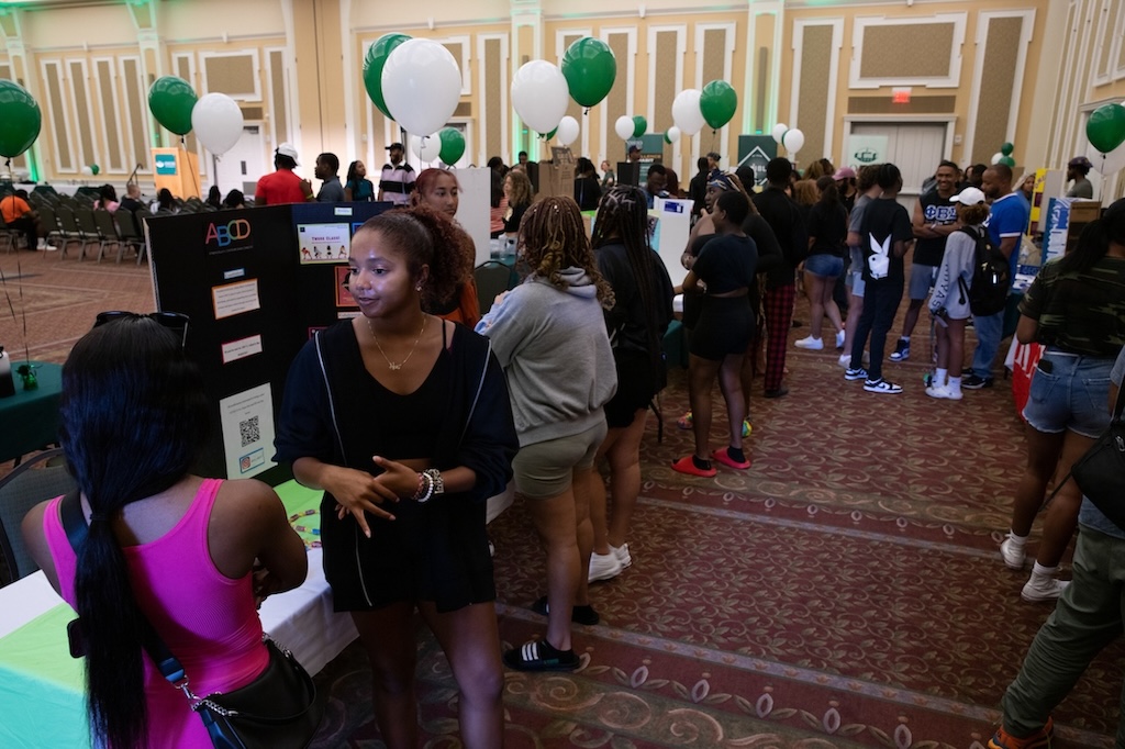 Students gathered inside Baker Center Ballroom for a multicultural event