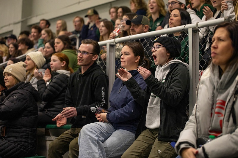 OHIO fans cheer on the OHIO Hockey Team in Bird Arena