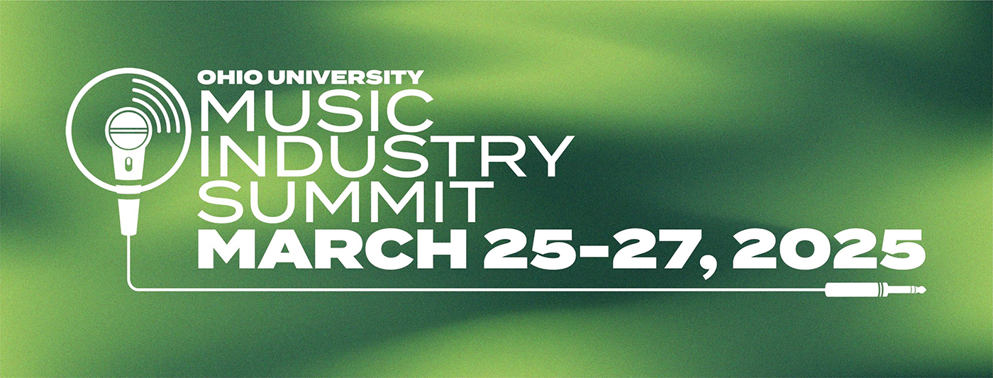 2025 Ohio University Music Industry Summit graphic, displaying the March 25-27 event dates.