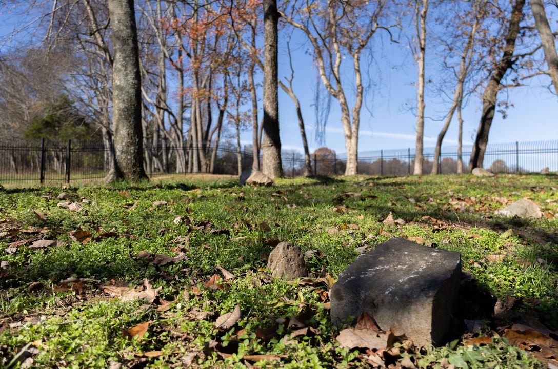 A ground shot of the eslaved cemetery at the Hermitage.